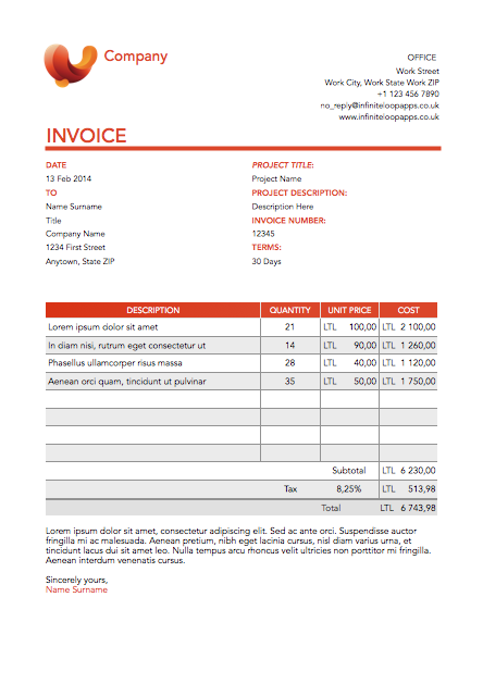 Invoice 001